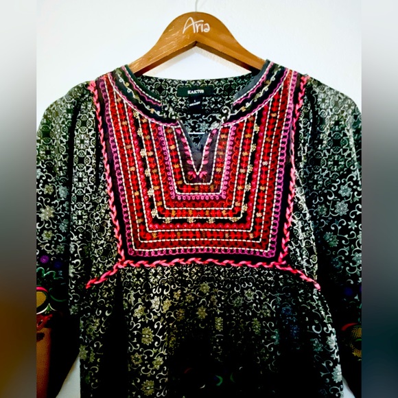 Kaktus Batik Tie Back Long Sleeve slip on Dress - Picture 10 of 14